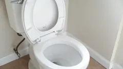 Witte keramische toiletpot met deksel op witte achtergrond